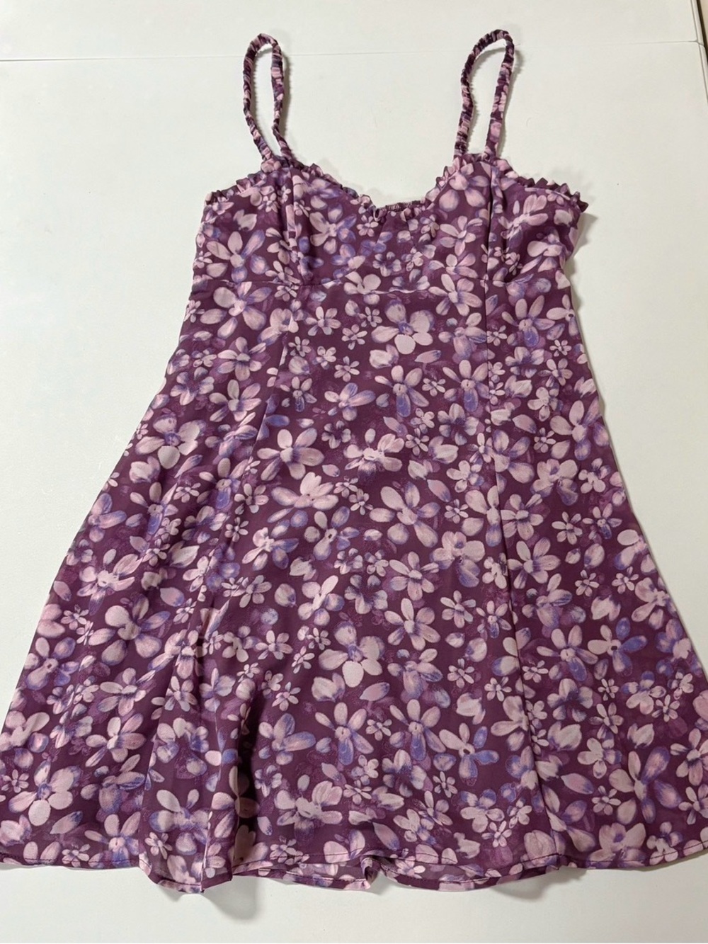 Purple Daisy Floral Spaghetti Strap Mini Dress Size S 🪻✨ #dress #summer #y2k